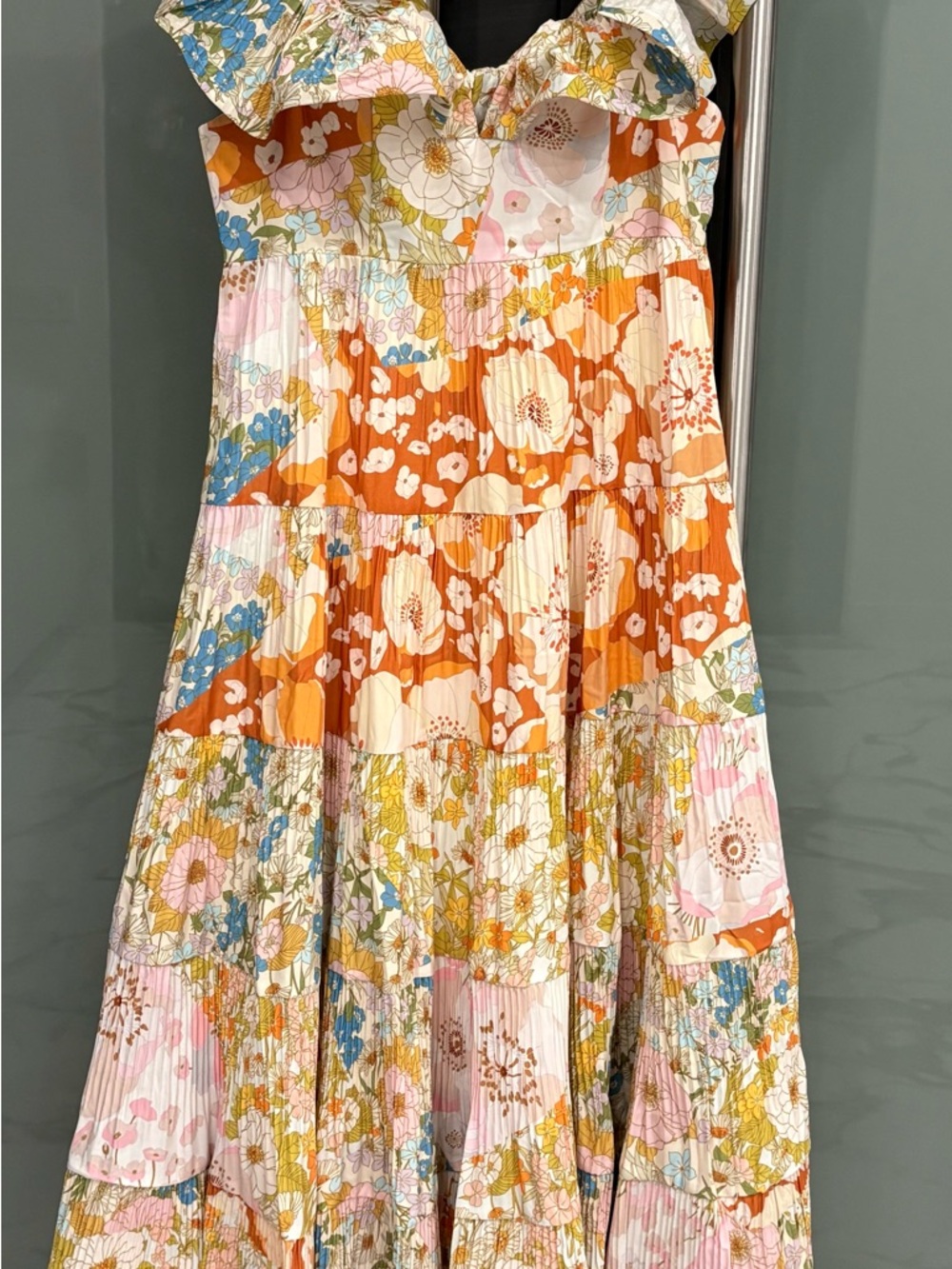 Beulah One-Shoulder Floral Maxi Dress in Peach, Yellow and Cream - Picture 5 of 6